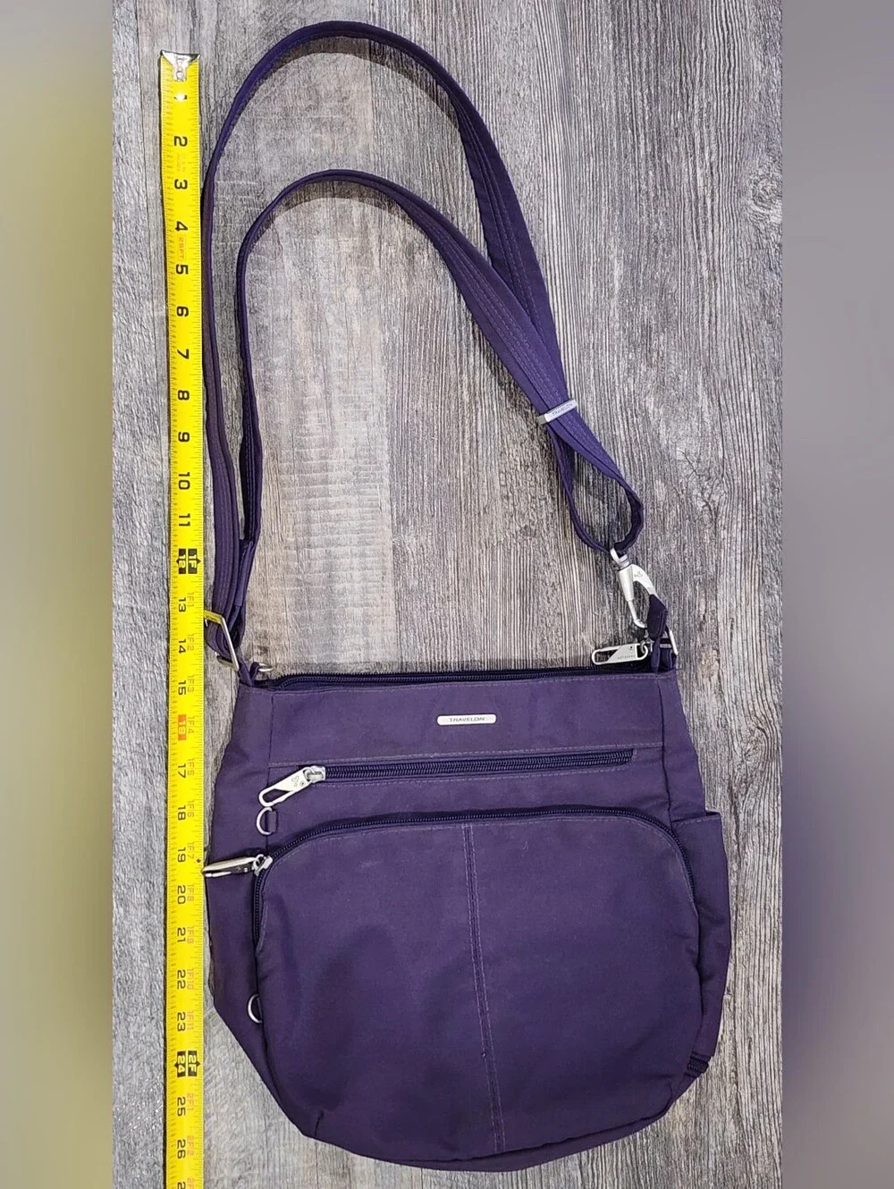 TRAVELON | Anti-Theft Classic North/South Crossbody Shoulder Bag  L| Purple - Picture 8 of 11